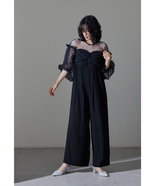 niana（ニアナ） パンツドレス フロッキードットパンツドレス