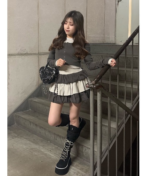 Darich（ダーリッチ） スカート カットフリルミックスミニスカート