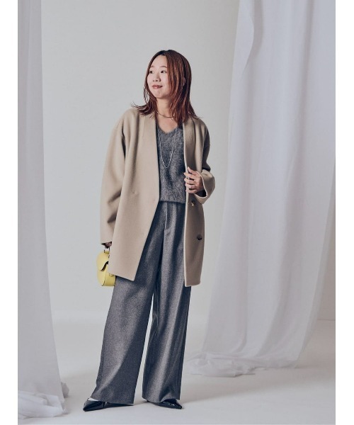 allureville（アルアバイル） ノーカラーコート コート カシミヤ混