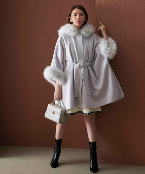 CELFORD（セルフォード） ポンチョ ファーポンチョコート レディース