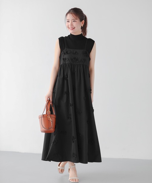 Fit more（フィットモア） ワンピース フラワーモチーフキャミワンピ