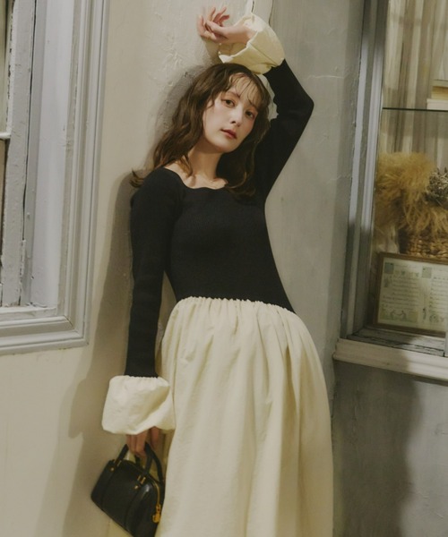 Olu.（オルドット） ワンピース ニットドッキングバルーンワンピース