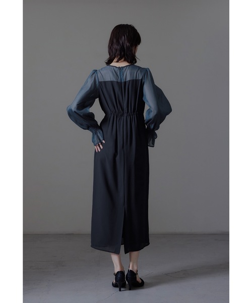 niana（ニアナ） ドレス ビスチェ風ボリュームスリーブシフォンドレス