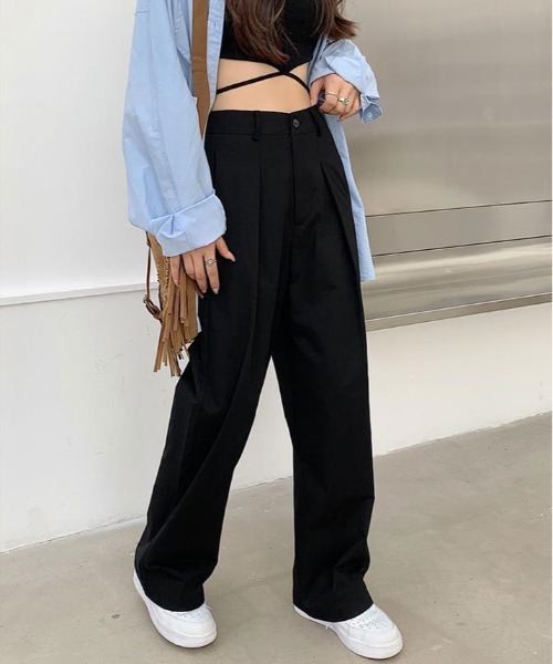 チノパン ハイウエスト ワイド チノ パンツ レディース : ZOZOTOWN