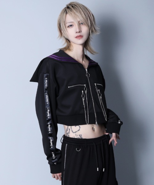 Amilige（アミリージュ） ジャージ セーラーカラーフロントZIPジャージ