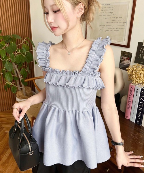 moment+ キャミソール フリルペプラムニットキャミ : ZOZOTOWN Yahoo