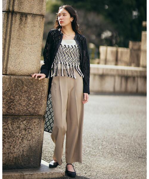 THE SHOP TK パンツ 「XS-XLサイズ」麻調ワイドパンツ/洗濯機OK/from