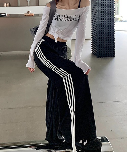 LYEON（リヨン） パンツ サイドラインリボントラックパンツ レディース