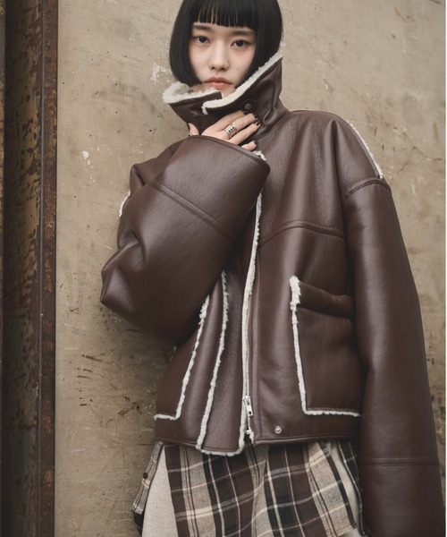 AIC. ムートンコート ボアコート 2wayフェイクレザームートン