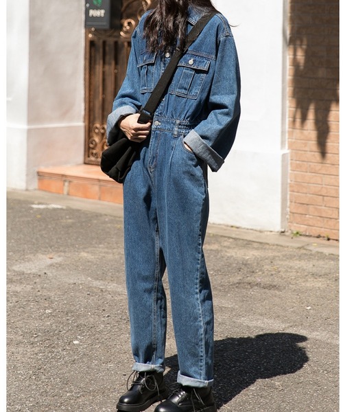オールインワン デニムオールインワンパンツつなぎ レディース