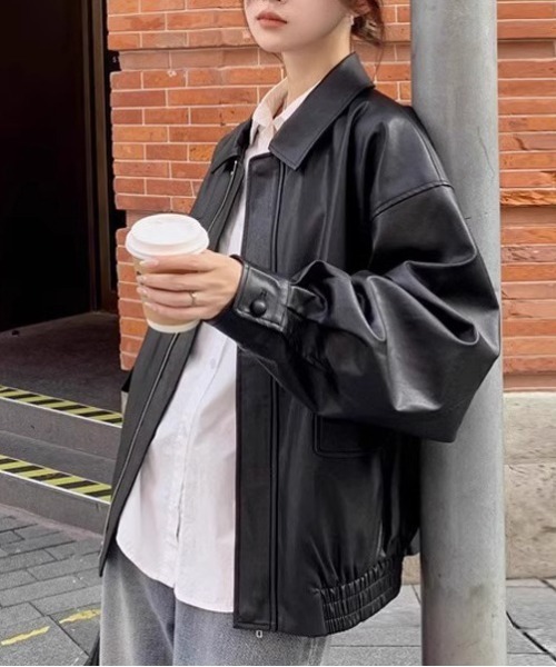 ブルゾン アウター フェイクレザージャケット レディース : ZOZOTOWN