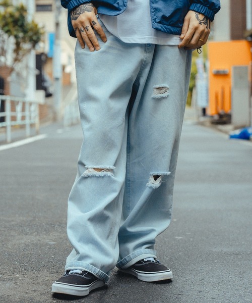 Subciety（サブサエティ） ジーンズ RIPPED DENIM WIDE PANTS メンズ