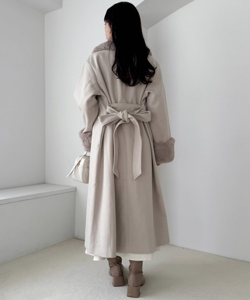 one after another NICE CLAUP コート チェスターコート ファー付き