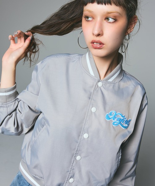 X-girl（エックスガール） スタジャン CHEERFUL LOGO VARSITY JACKET