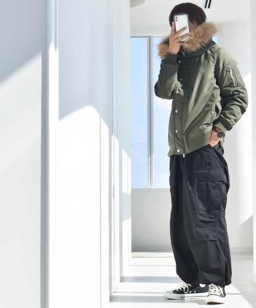 ミリタリージャケット モッズコート リアルファー N2B中綿ジャケット