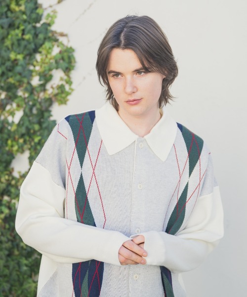 JINCL（ジンクル） シャツ Argyle Knit Shirt / アーガイルニット