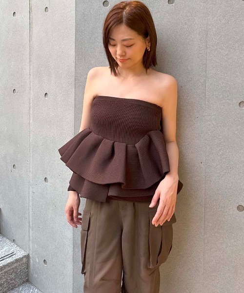 styling/（スタイリング） ニット セーター ラッフルニットベアトップ