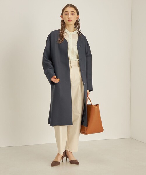 SHIPS（シップス） ノーカラーコート コート トリプルクロス ノー