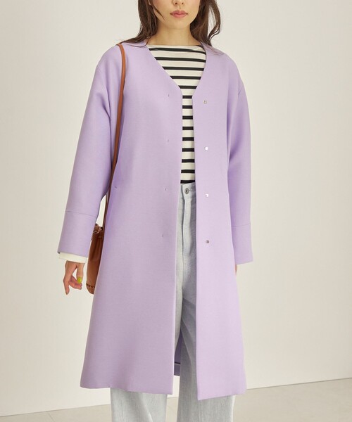 SHIPS（シップス） ノーカラーコート コート トリプルクロス ノー