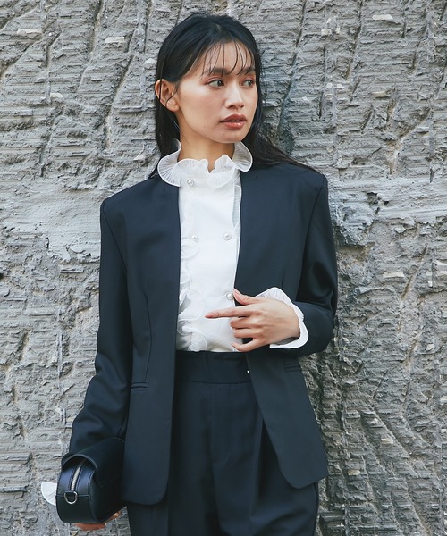 セットアップ 「自宅で洗える」 ノーカラージャケット＆テーパード