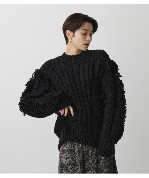 AZUL BY MOUSSY（アズールバイマウジー） ニット FRINGE CABLE KNIT