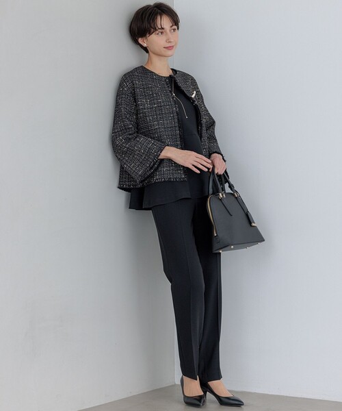 ジャケット ノーカラージャケット GIOLICA ノーカラー ツイード