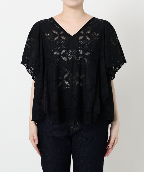SLOBE IENA（スローブイエナ） ブラウス シャツ レースフリルVネック