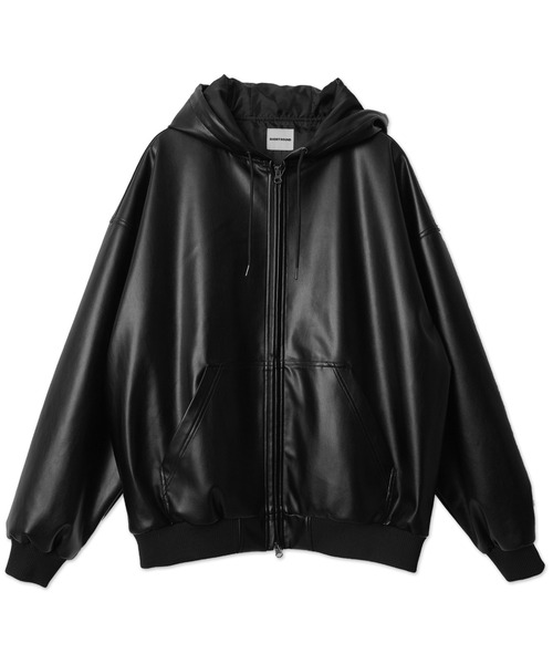 SHORT ROUND 革ジャン ライダース SHORT ROUND/エコレザーフード