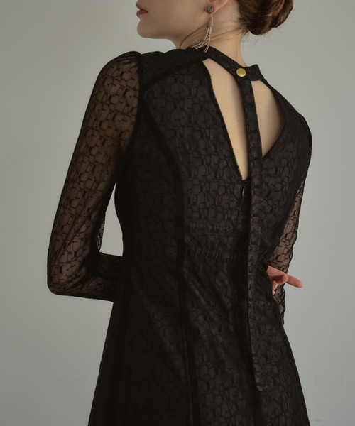 ANDRESD ドレス バックオープンジオメトリックドレス / back open