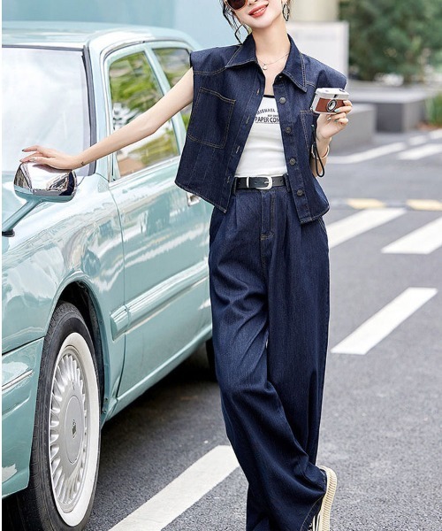 gossip!ロサンゼルス セットアップ 「セットアップ」デニムベスト＋