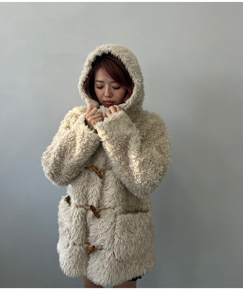 ダッフルコート コート フード付き トグルボタン ファーコート