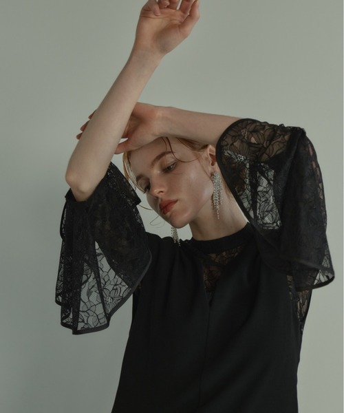 ANDRESD ドレス ベルスリーブスリットドレス / bell sleeve slit dress