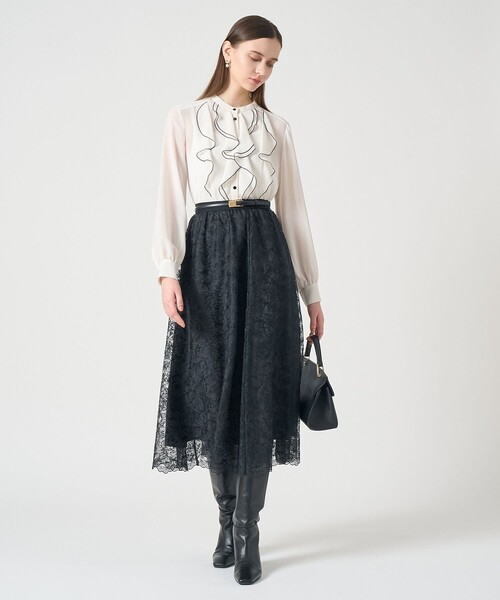ANAYI（アナイ） スカート レースフラワーチュールギャザー スカート