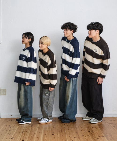 kaoyorinakami セーター ニット logo border knit / ロゴボーダー