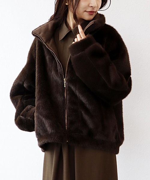 Jines（ジネス） ムートンコート ボアコート フェイクムートンブルゾン