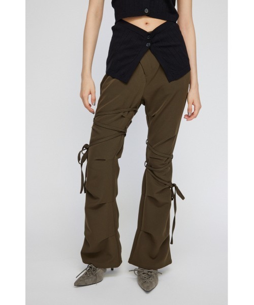 LAGUA GEM（ラグアジェム） スラックス パンツ ASYMMETRY RIBON フレア