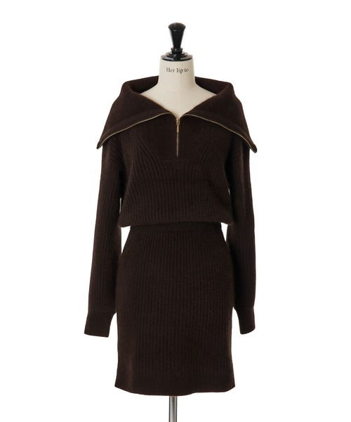 Her lip to ワンピース Half Zip Knit Mini Dress : ZOZOTOWN Yahoo!店