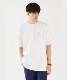 agnes b.（アニエスベー） tシャツ メンズ ロゴ刺繍 コットン 半袖 T
