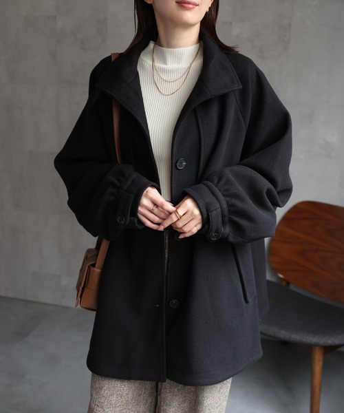 sakishimatokyo トレンチコート コート フェイクウールミドル丈