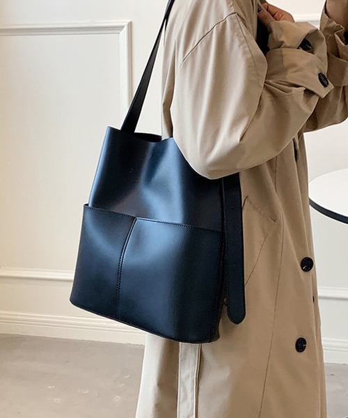 aimoha（アイモハ） トートバッグ 外ポケット付きフェイクレザートート