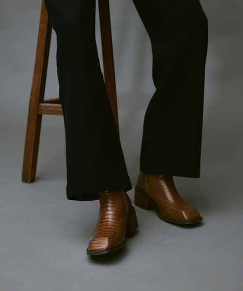 soerte ブーツ Square toe leather boots/スクエアトゥレザーブーツ