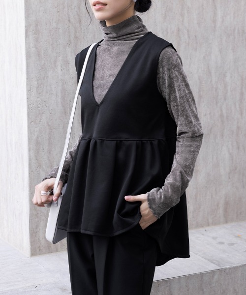 ベスト ジレ ペプラムシルエットベスト レディース : ZOZOTOWN Yahoo