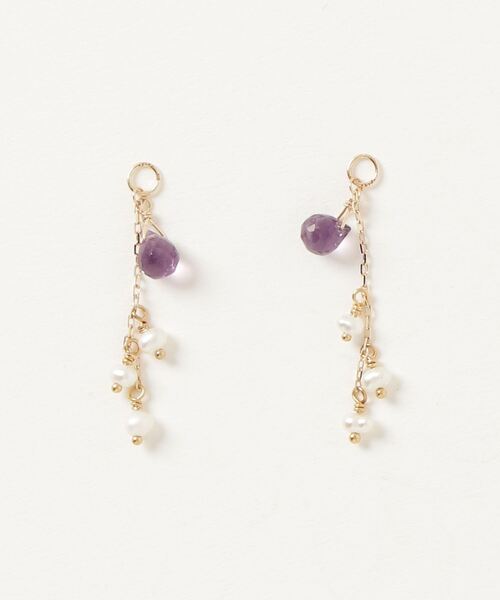 agete（アガット） チャーム K10アメジスト／パールピアスチャーム