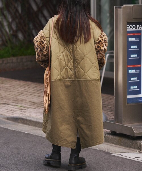 etsinta（エシンタ） ノーカラーコート コート 「etsinta」ファー切替