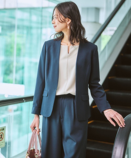 7days Life Styling スーツ 「セットアップ対応」ノーカラージャケット