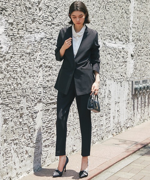 セットアップ 「自宅で洗える」 ノーカラージャケット＆テーパード