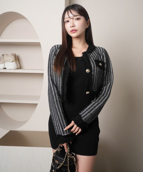 LIP SERVICE（リップサービス） ワンピース フリンジツイード