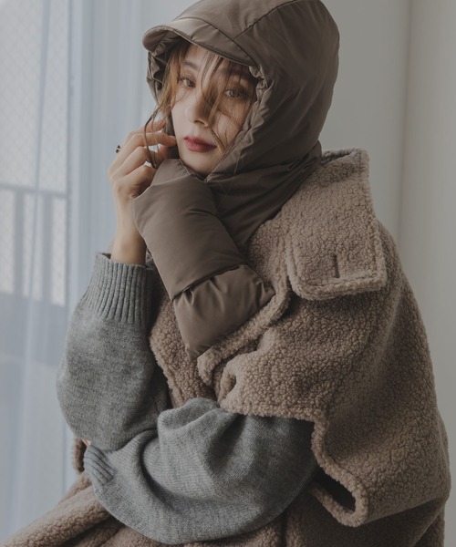 rectangle（レクタングル） ポンチョ 2WAY襟ムートンボアポンチョ