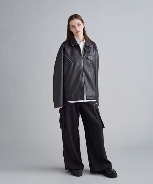 SOCCE ブルゾン アウター ヴィンテージ加工合皮ジップアップ2way