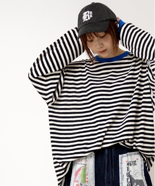 RNA（アールエヌエー） tシャツ M2528 ボーダーBIGロンT レディース